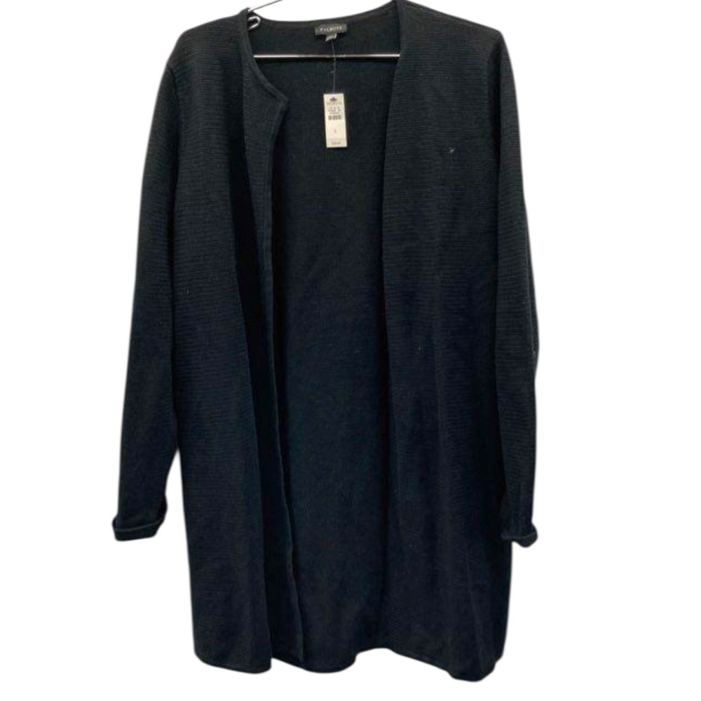 Talbots NWT Open Front Black Mid Length  Ribbed Knit Cotton Blend Cardigan - Picture 3 of 10